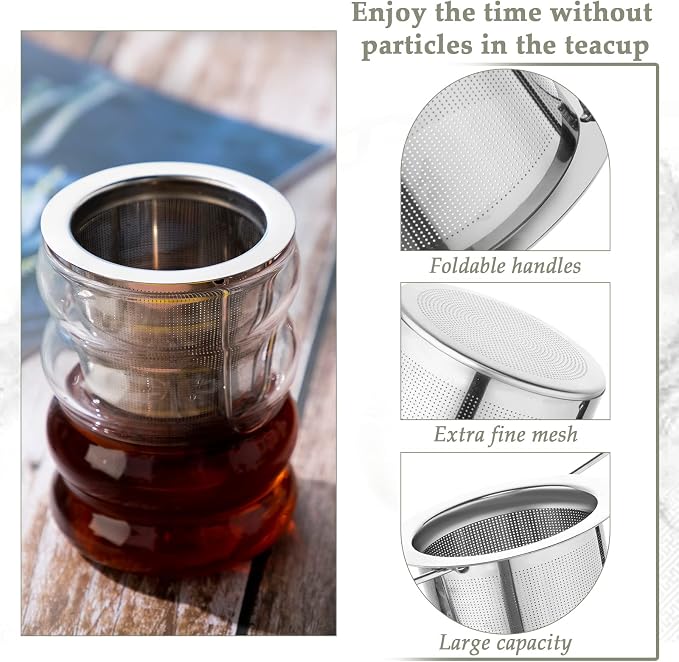 Hoolerry 6 Pcs Tea Strainer, Stainless Steel Tea Infuser Hanging on Teapots Mugs Cups to Steep, Tea Infusers for Loose Tea, Fine Mesh Filters Tea Diffuser Long Handled for Loose Tea Brewing Experience
