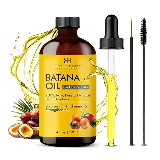 Botanic Hearth Batana Oil for Hair Growth & Hair Treatment Oils | Dr Sebi Inspired, 100% Raw & Pure Batana Oil | Scalp & Hair Treatment for Thickness & Strength | All Hair Types | 4 fl oz