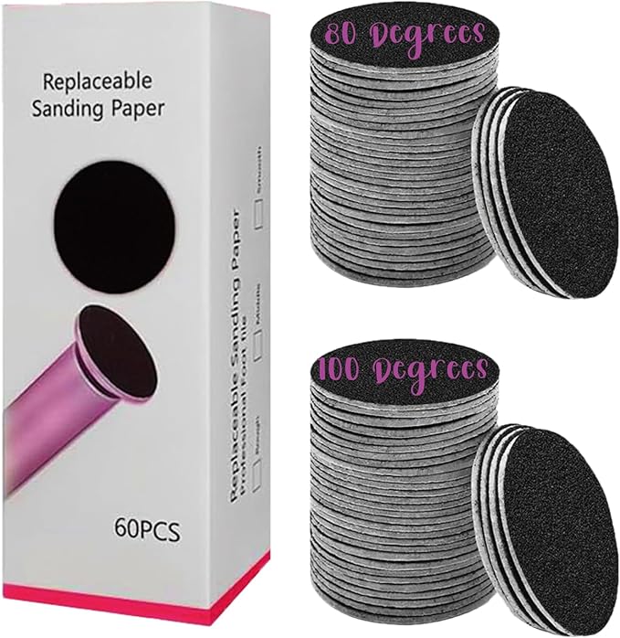 60 Pieces Replacement Sandpaper Disks Set Discs for Professional Electric Foot Callus Remover 1.7 x 1.7 inch Pedicure Disc for Foot Hard Dead Skin Removal (30 Fine Grit and 30 Coarse Grit)