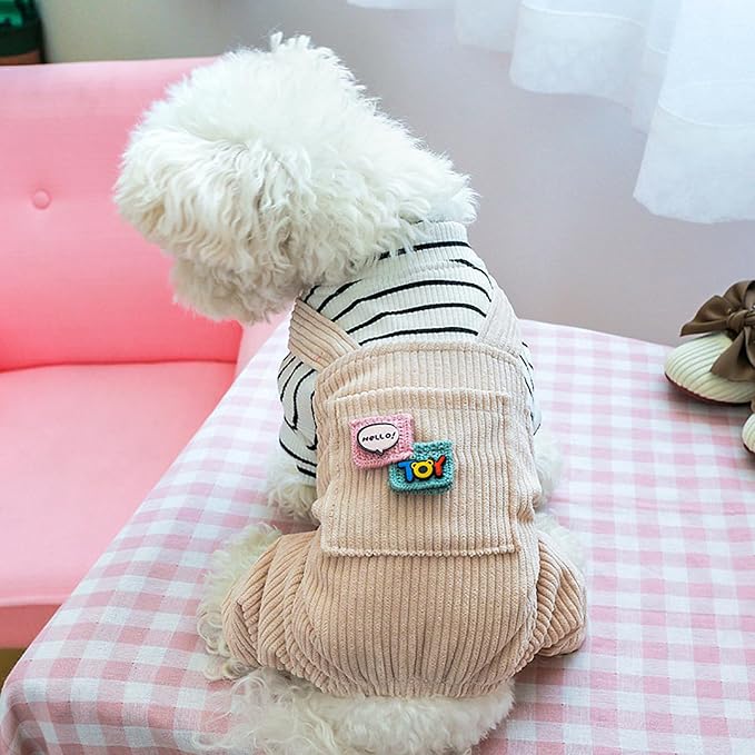 Dog Stylish Overalls Comfortable Puppy One Piece Outfits Summer Bib Overalls for Small Dogs Cute Pet Onesie Jumpsuit Chihuahua Yorkies Birthday Holiday Clothes Cat Costume