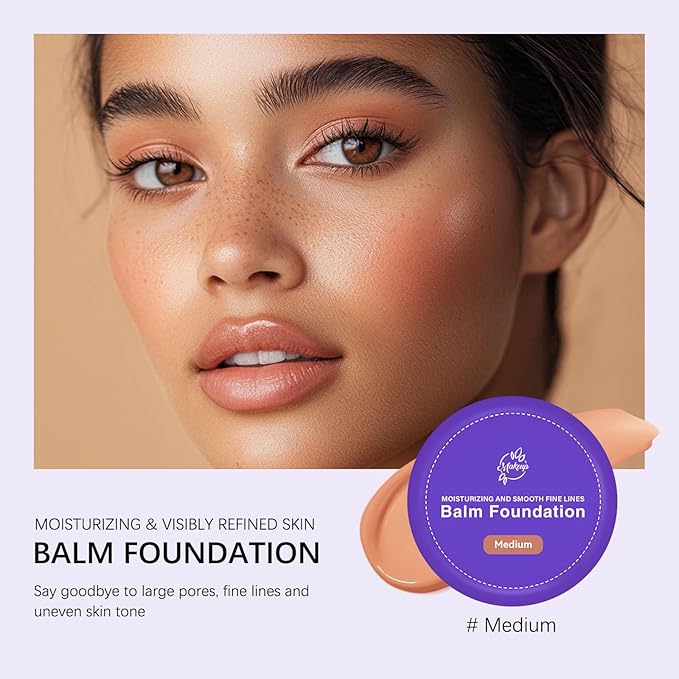 Foundation for Mature Skin–Hydrating Age-Defying Makeup Coverage Balm Foundation, Non-Settling Formula for Older Women, Blurs Fine Lines, Satin Finish for All Skin Types (Medium)