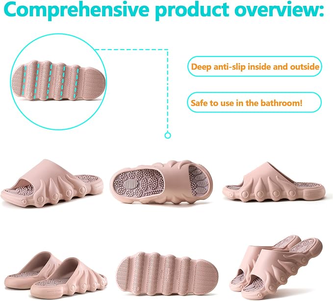 Plantar Fasciitis Relief Foot Massager for Plantar Fasciitis Shoes Women Acupressure Massage Slippers Reflexology Sandals Relaxation Gifts for Mom Dad Parents (Pink,women6-6.5/men 5.5-6)