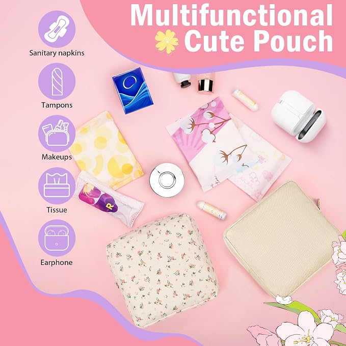 Period Pouch Discreet Sanitary Napkin Storage Bag Pad Bags | Pink, Portable, Menstrual Cup & Pad Holder, First Period Kit Storage, Feminine Bag for Women