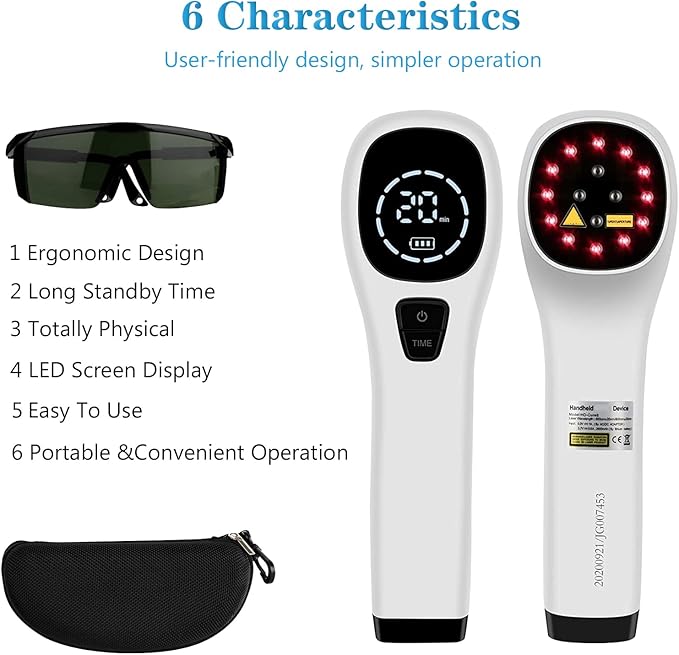 ColdL Red Light Device for Body, Near Infrared Light Wand for Joint Muscle Reliefwith LED Display (12 x 650nm+4 x 808nm)