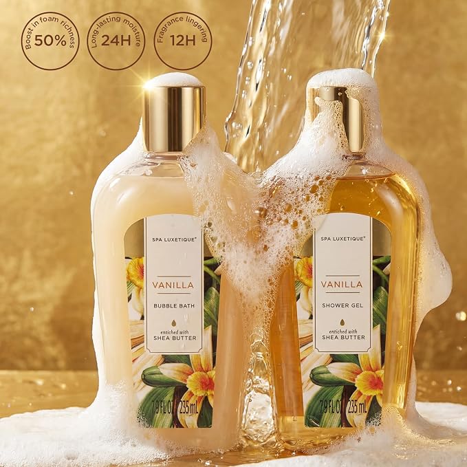 Gifts for Women, Spa Luxetique Gift Baskets for Women,15 Pcs Vanilla Spa Gifts for Womens, Women's Gifts with Bubble Bath, Bath Salt, Bath Bombs, Birthday Gift Christmas Spa Baskets