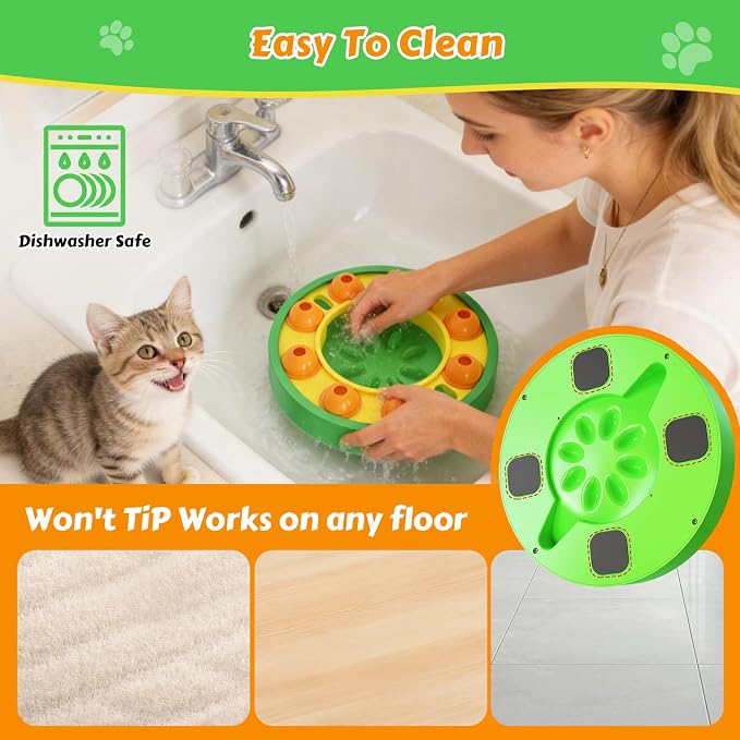 Dog Food Puzzle Toys Interactive Game Toy for IQ Training Enrichment Dog Food Puzzle Slow Feeder for Small, Medium Dogs and All Cats (Green Bowl)