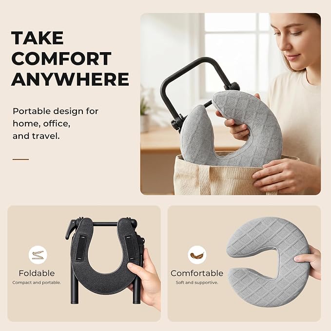Freebody Massage Headrest for Bed, Adjustable Massage Face Cradle at Home,18" Height Massage Head Holder for Sleeping Mattress, Portable Massage Pillow Face Cradle, Grey
