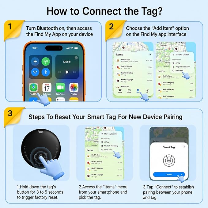 Air Tracker Tags 4 Pack with 4 Cases, Item Finder for Apple Find My (iOS Only)