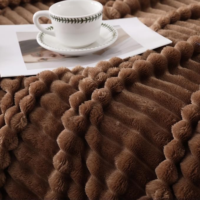 Brown Throw Blanket for Couch Sofa 60”x80” Striped Design