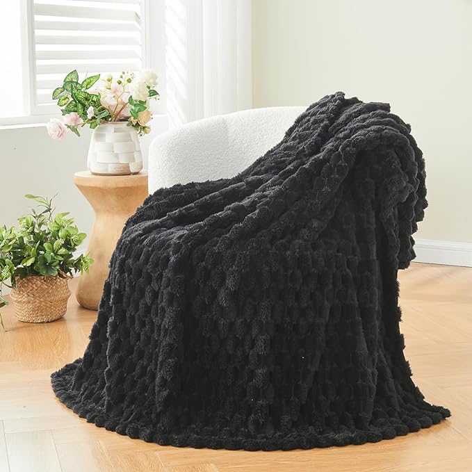 NEWCOSPLAY Fleece Clouds Cozy Throw Blanket for Couch, Black, 50"x60" | Premium Silky Flannel Blanket, Soft Lightweight Fluffy Throw Blanket for Bed Sofa Decor, Gift for All Season Use