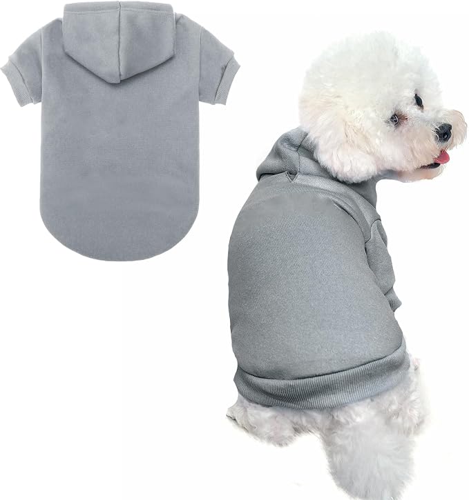 BINGPET Dog Hoodie for Small Dogs, Soft Pullover Pet Sweater | Warm Dog Sweatshirt Clothes, Winter Hooded Outfit for Girl Boy Dogs Puppy, Chihuahua Cold Weather Coats Wear, Grey S