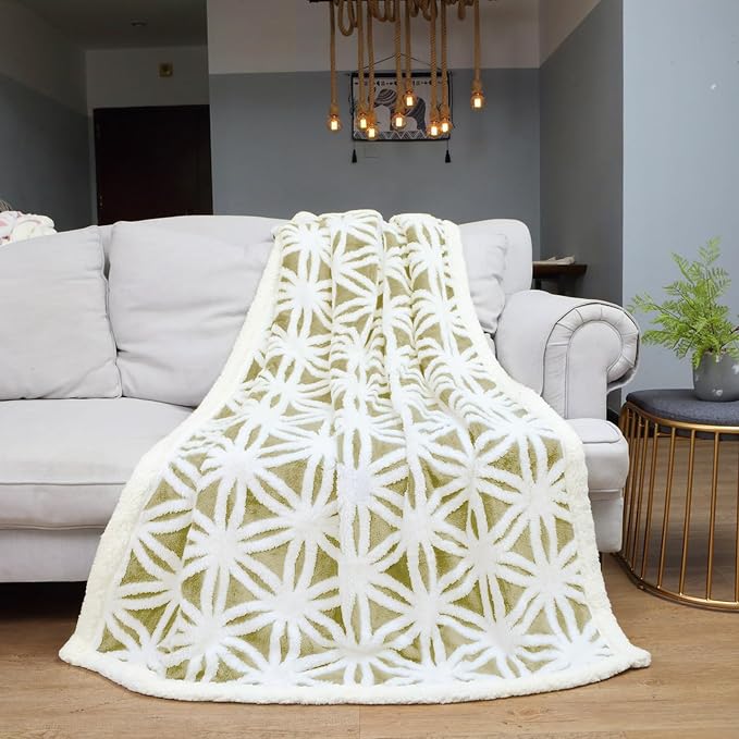 LOMAO Sherpa Fleece Blanket Gifts for Mom Dad Cozy Soft Throw Blanket for Women Men Birthday Gifts Dual Sided Couch Sofa Bed Blanket (Fruit Green, 60''x80'')