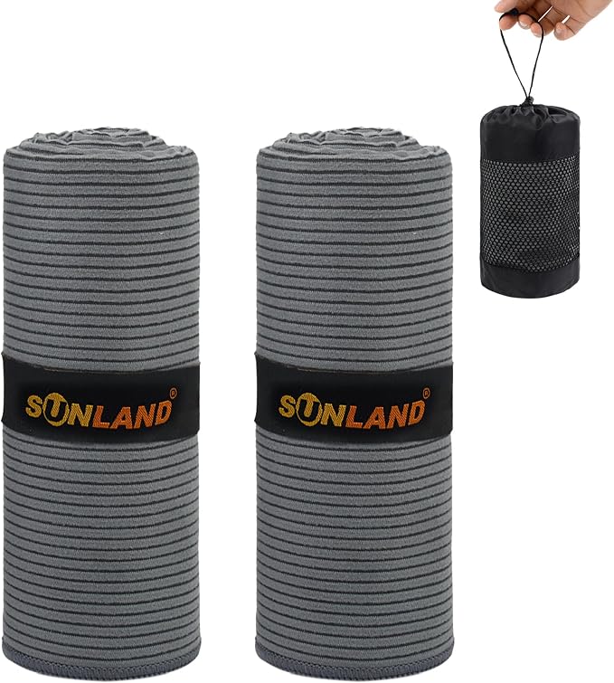 SUNLAND Microfiber Gym Bath Towel Ultra Soft Travel Camping Towel Super Absorbent Swimming Sport Yoga Sweat Towels with Straps for Adults and Children