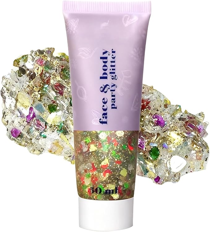 Red Green and White Body Glitter Gel, Christmas Face Hair Glitter for Kids & Women,Shimmer Holographic Colorful Sequins Chunky Glitter Gel Makeup,Accessories for Festival Rave (Christmas Themed)
