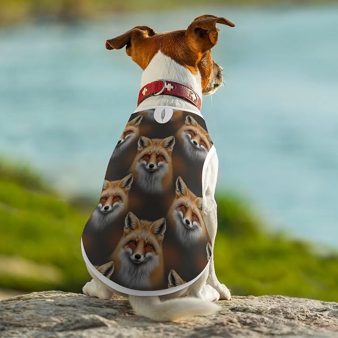 Cute Cat Shirt Soft Breathable Clothes Dog Tank Tops for Small Large Pet Fox Animal