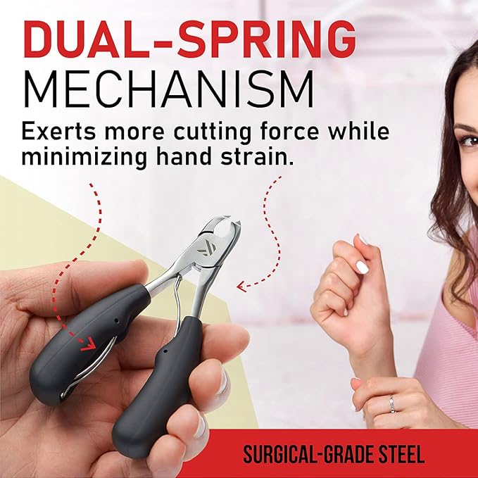 Toenail Clippers for Thick Toenails – KLIPP 15 mm Wide Jaw Thick Fingernail and Toenail Cutter with Curved Stainless-Steel Blades for Seniors (Eagle Beak)
