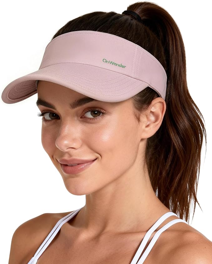 Sun Visor Hats for Women Men - Wide Brim Quick Dry Adjustable Hat | Upf 80+ Sun Protection Sport Hat, Cooling Sweatband; Breathable Quick-Dry Fabric Visors for Running, Tennis, Golf, Sports