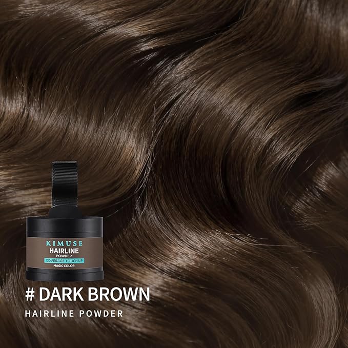 KIMUSE Hairline Powder, Root Touch Up Hair Color, Instantly Conceals Hair Loss, Bald Spot Thin Hair Powder with Dual-ended Hairline Brush for Women and Men, Transfer-proof & Sweat-proof