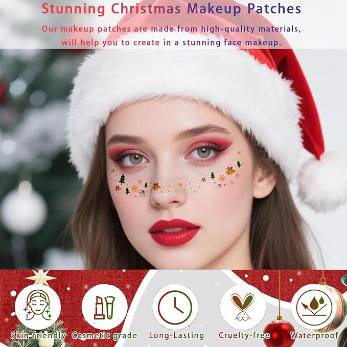7 Pieces Christmas Face Freckles Tattoo Stickers, Waterproof Makeup Stickers for kids and adults