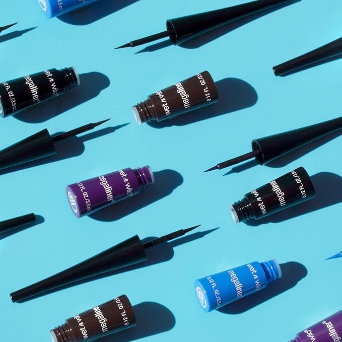 wet n wild MegaLiner Liquid Eyeliner - Metallic, Cosmic Black (Pack of 2)