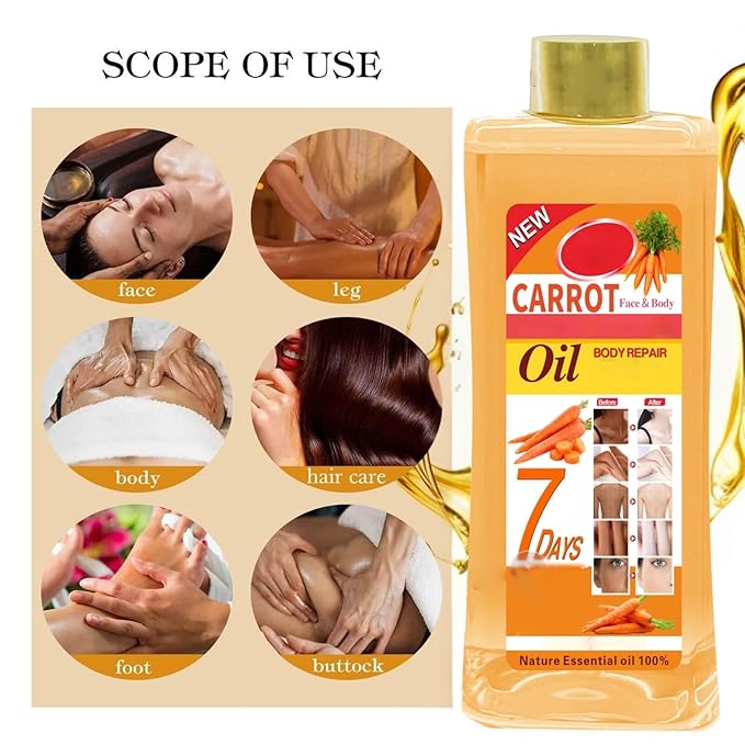 1000ml Carrot Oil for Skin Brightening - Organic Carrot Oil for Face - Soft 7 Body Oil, Moisturizing