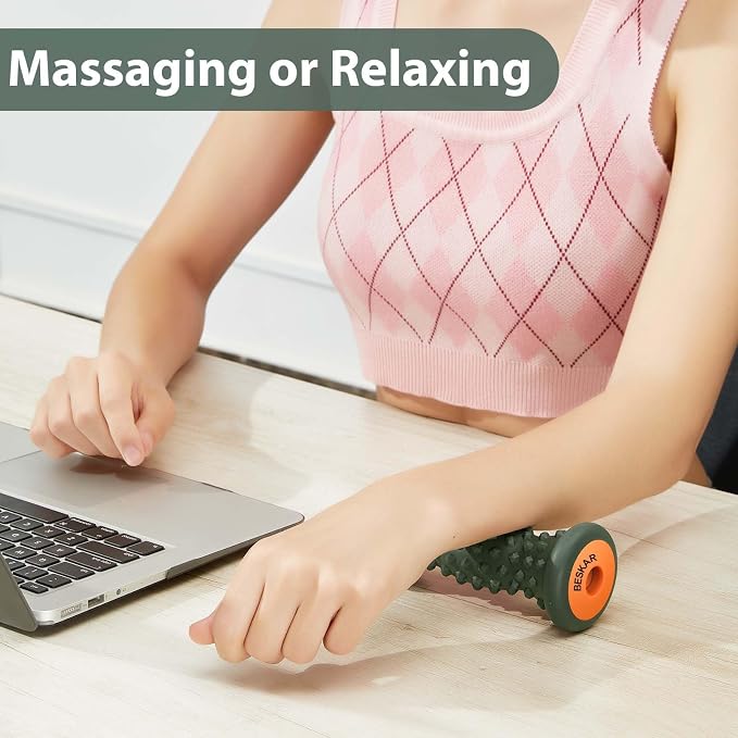 BESKAR Foot Massage Roller for Relief Plantar Fasciitis, Foot Reflexology Tool Pressure Point Massage Roller, Deep Tissue Massage for Relieving Feet Arch Heel Pain, Myofascial Pain Syndrome