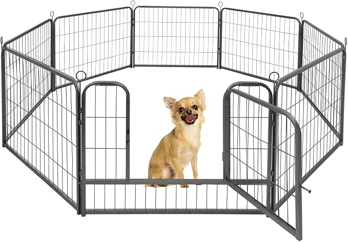 CAPHAUS 24/32/40 Inch Height Bold Metal Foldable Heavy-Duty Pet Playpen with Door, Available in 8/16/24/32 Panels Indoor/Outdoor Portable Kennel, Dog/Animals Exercise Fence Cage for Yard, RV, Camping