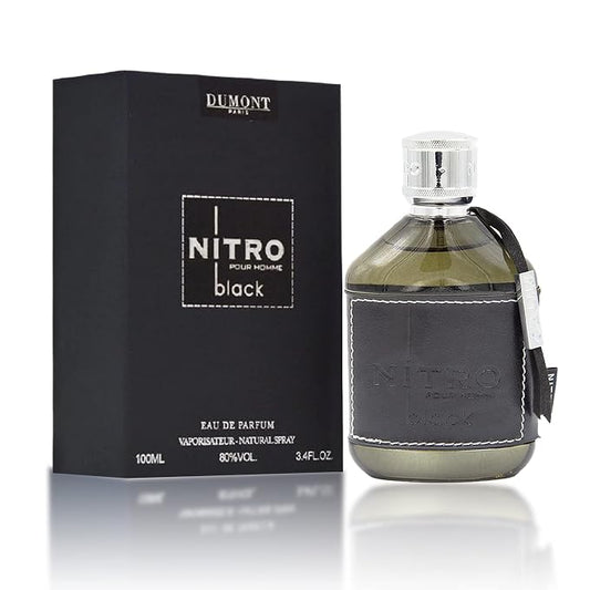 Dumont Nitro Black 3.4 Fl Oz Eau De Parfum for Men – Dark Sweet Fruity Woody Fragrance – Luxurious Long Lasting Scent
