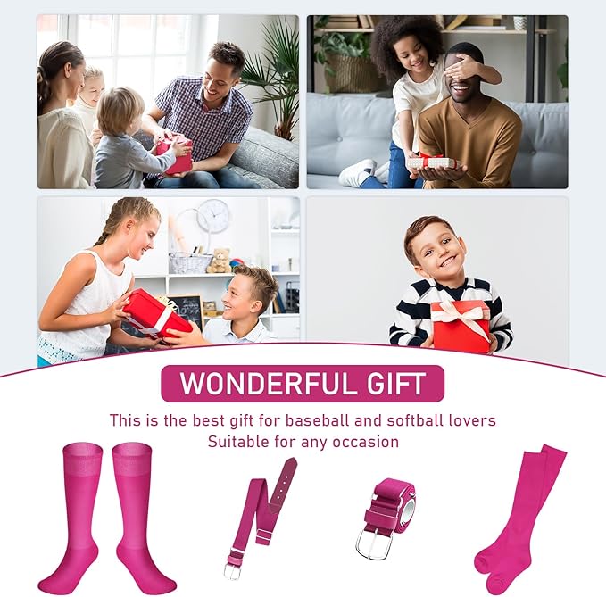 Zhanmai Baseball Belt and Socks Combo Adjustable Softball Socks and Elastic Waist Belt for Youth Boys Girls, Adult