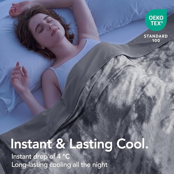 Cooling Blanket Queen Size 80"x88" for Hot Sleepers | Cold Summer Soft Blanket for Bed Couch and Travel Absorbs Heat Q-Max>0.35 Cool Lightweight Throw for Night Sweats Menopause
