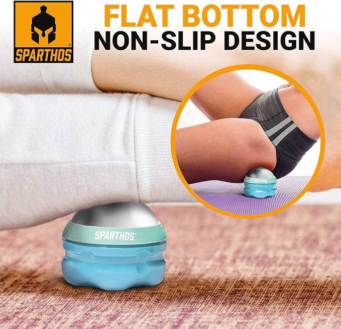 Sparthos Cold Massage Roller Ball - Fitness Cryosphere Massager - Cryo Cryocup Ice Massage Cups - for Muscle, Face, Body Muscles - Manual Polar Icing Cooling Balls - Freeze Tools (Mint/Blue, 70mm)