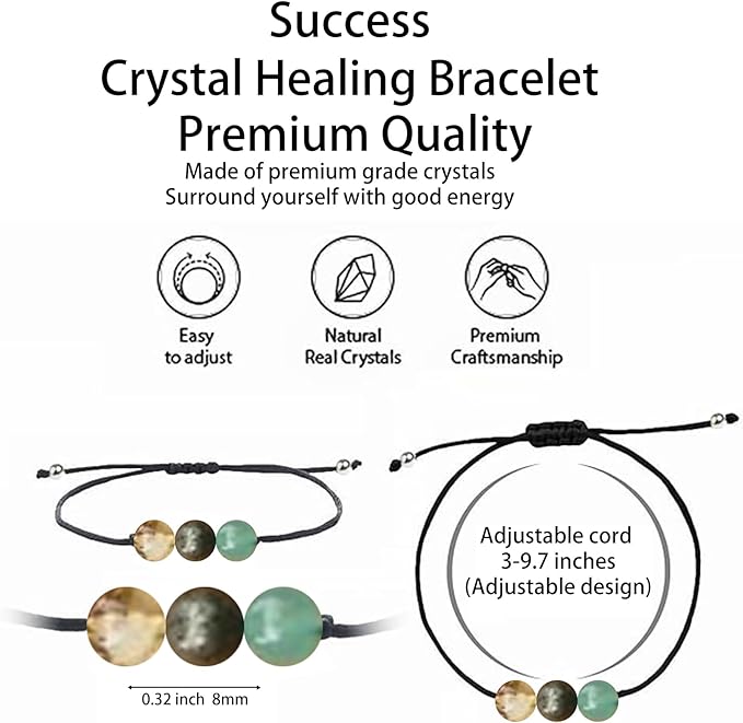 Healing Crystal Keychain Bracelet Set Healing Stones Anxiety Relief Natural Crystal Keychain for Women
