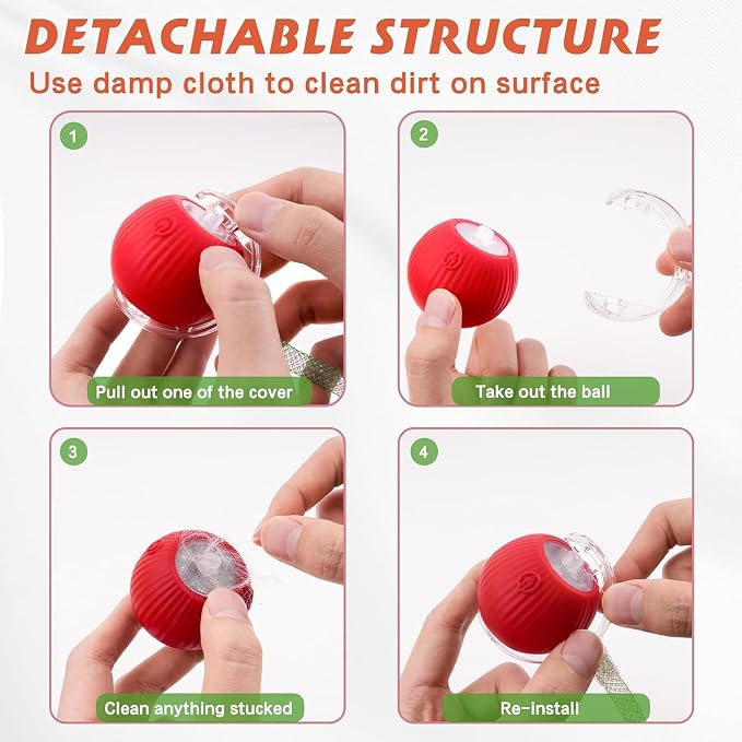 Speed 2.0 Tail Interactive Cat Toys for Indoor Cats, Moving Cat Toy | Chirping & Motion Activate Cat Toy, Smart Kitten Toys Rolling Ball Moving Ball, Electric Dog Cat Ball for Enrichment Exercise