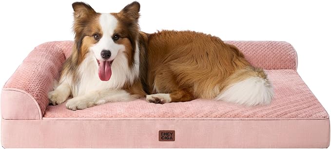 EHEYCIGA XL Dog Bed Memory Foam for Crate, Extra Large Dog Bed Orthopedic with Washable Removable Cover, Waterproof Pet Sofa Couch XLarge Size Dogs, 41x27x6.5, Pink | Washable Removable Cover, Waterproof Flat Pet Sofa Couch with Nonskid Bottom, 41x27x6.5