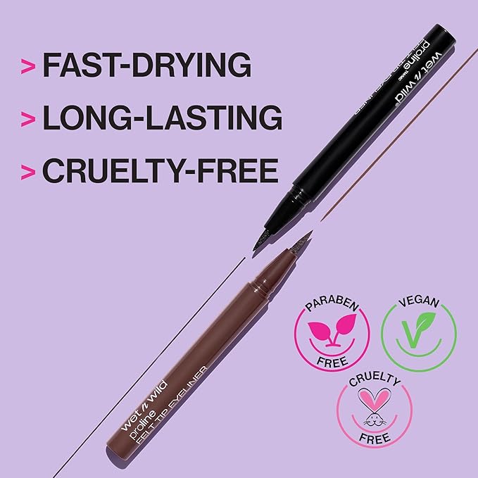 wet n wild MegaLiner Liquid Eyeliner - Metallic, Cosmic Black (Pack of 2)
