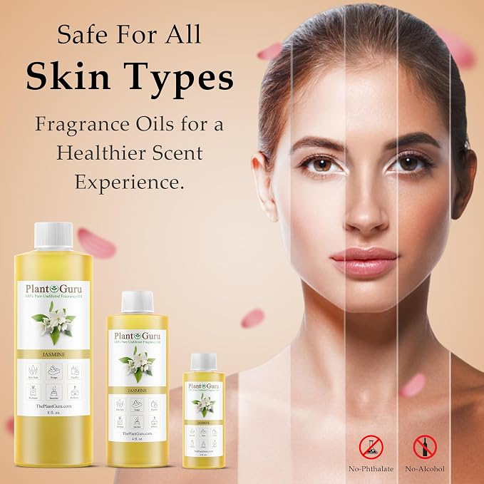 Jasmine Fragrance Oil 4 fl. oz. Scented Oil for DIY Soap Making, Candles, Bath Bombs, Body Butters. Used in Aromatherapy Diffusers, Burners and Warmers. Great Addition to Lotions and Creams.