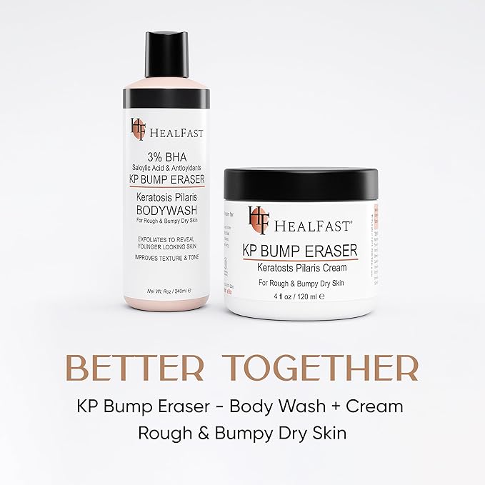 HealFast KP Bump Eraser Cream 4 Oz – Soften, Nourish Rough and Bumpy Skin with 2% BHA – Keratosis Pilaris - For All Types – No Scrubbing Required – Fragrance and Paraben Free