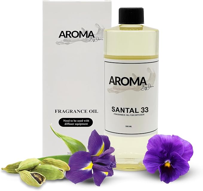 Essential Oils for Diffuser - Santal 33 Fragrance Oil Blend - Luxury Hotel Inspired Aromatherapy Oils - Cardamon, Cucumber and Mint Scent - 500ml