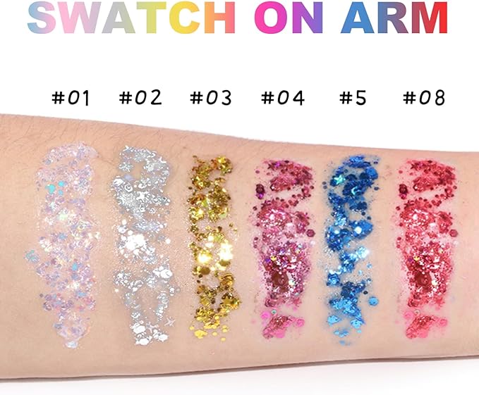Gold Body Glitter Stick, Halloween Face Glitter Makeup,Holographic Hair Glitters Mermaid Makeup Rave Outfits for Women, Shimmer Face Paint Stick for Christmas (Gold)