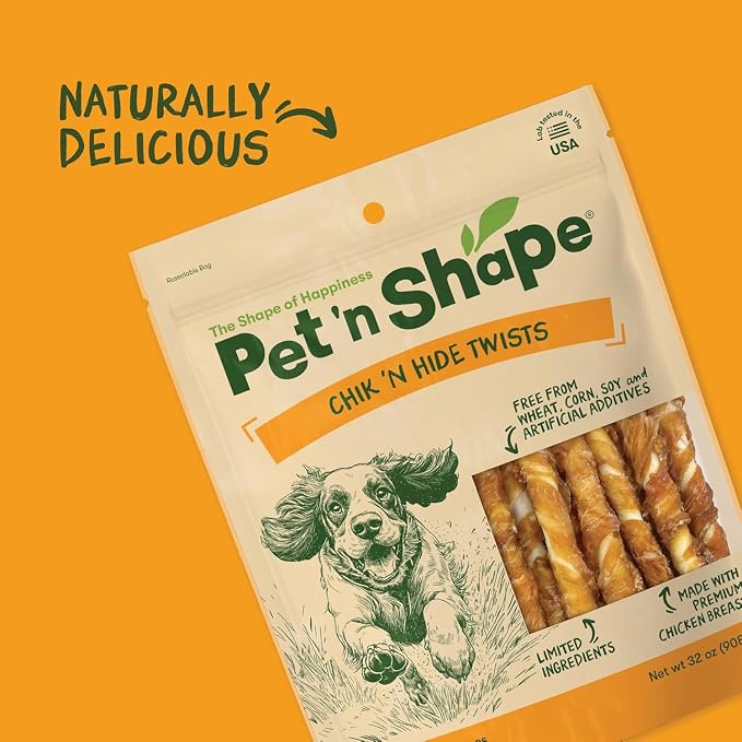 Pet 'n Shape Hide Twists – Chicken Wrapped Rawhide Dog Treats - Small Twist - 2 Pounds (Pack of 3)