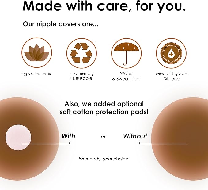 NEATS Nipple Covers for Women, Reusable & Hypoallergenic Adhesive Silicone Pasties