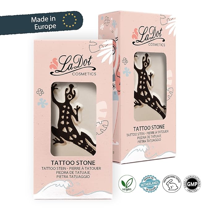 LaDot Temporary Tattoo Stamp– Easy-to-Use Reusable Ceramic Skin Stamp for Creating Custom Temporary Tattoos – Fun Body Art Tool for Parties, Events, and Festivals (Lizard, Medium)