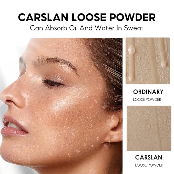 CARSLAN Soft Focus Loose Setting Powder, Waterproof, Matte, Oil Control, Shine Free, Talc-Free Face Powder Makeup, 24H Longwear Finishing Powder, 01 Dark Purple