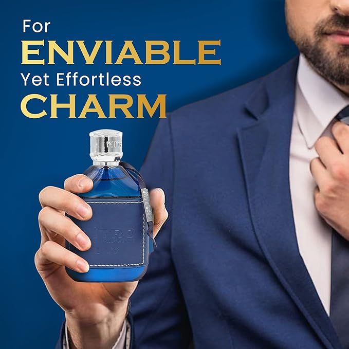 Dumont Nitro Blue 3.4 Fl Oz Eau De Parfum for Men – Fresh Aquatic Floral Woody Fragrance – Luxurious Long Lasting Scent
