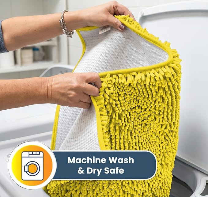 Muddy Mat® | Super Water Absorbent Door Mat Indoor, Microfiber Quick Dry Chenille Entryway Rug,Slip Resistant Front Door Mat,Indoor Mats for Entryway,Machine Washable Pet Rug, Lemon Yellow 48" x 72"