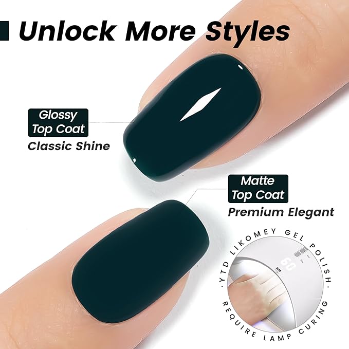 YTD Likomey Dark Emerald Green Gel Nail Polish,15ml Salon Home DIY Manicure and Pedicure Fall Winter Soak Off UV Color Varnish,CS415