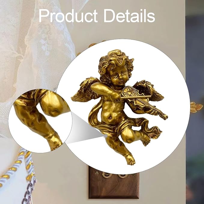 Angel Wall Sculpture Hanging Ornament Decorative Gift Resin Crafts Angel Statue Figurine for Living Room Bedroom Housewarming, Single Angel