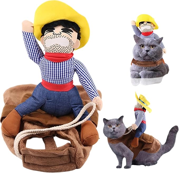 Halloween Dog Rider Costume Cute Doggy Cowboy Costumes Funny Dog Clothes | Dog Halloween Costumes, Knight Style Dog Cowboy Rider Costume, Funny Adjustable Pet Halloween Cosplay Costume for Dogs