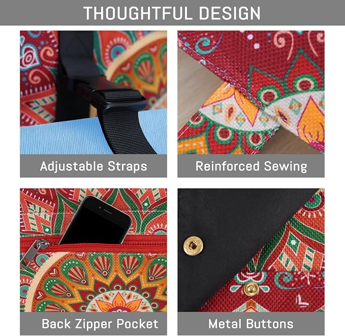 Mandala Yoga Mat Bag Large Yoga Bags and Carrier Fits All Your Stuff Yoga Tote Bags with Zipper Pocket Pilates Bag