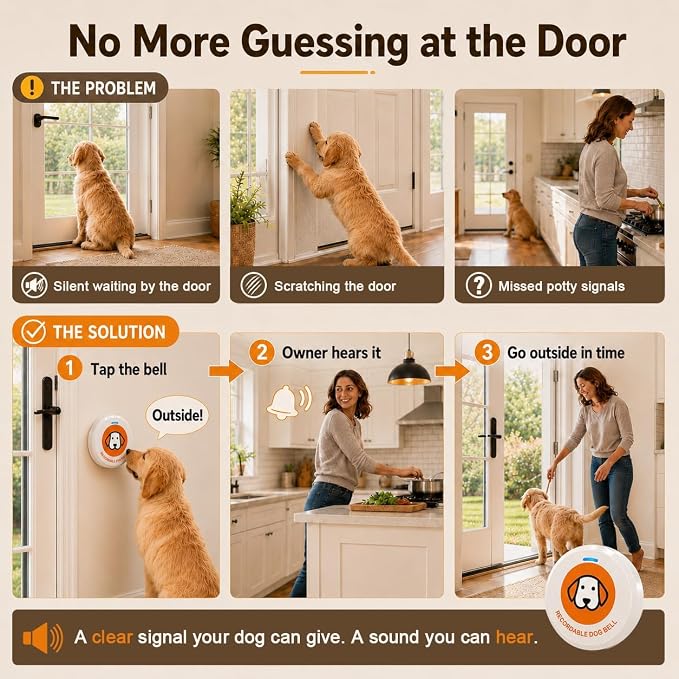 ChunHee Recordable Dog Doorbell – Train Your Dog with Your Own Voice, Puppy Potty Training Bell for Dogs to Go Outside, 5 Adjustable Volume Dog Button with Potty & Outside Sounds